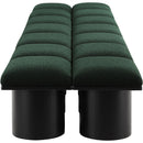 Meridian Pavilion Green Boucle Fabric Bench IMAGE 4