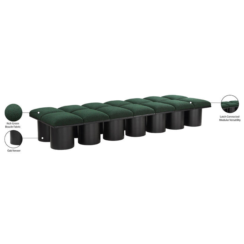 Meridian Pavilion Green Boucle Fabric Bench IMAGE 7