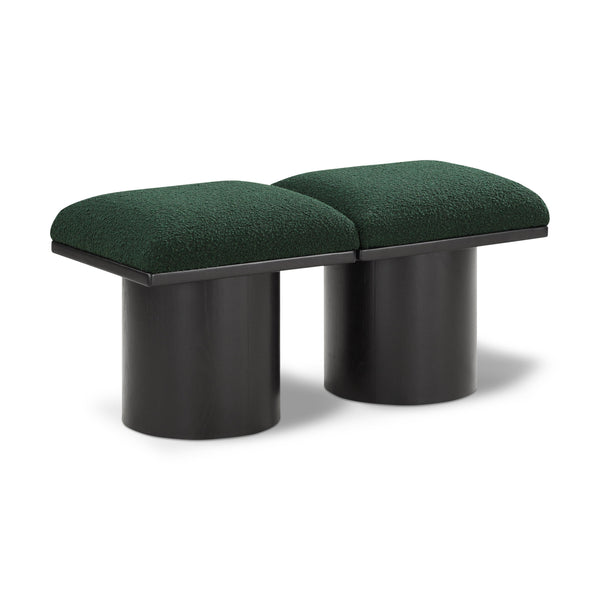 Meridian Pavilion Green Boucle Fabric Bench IMAGE 1