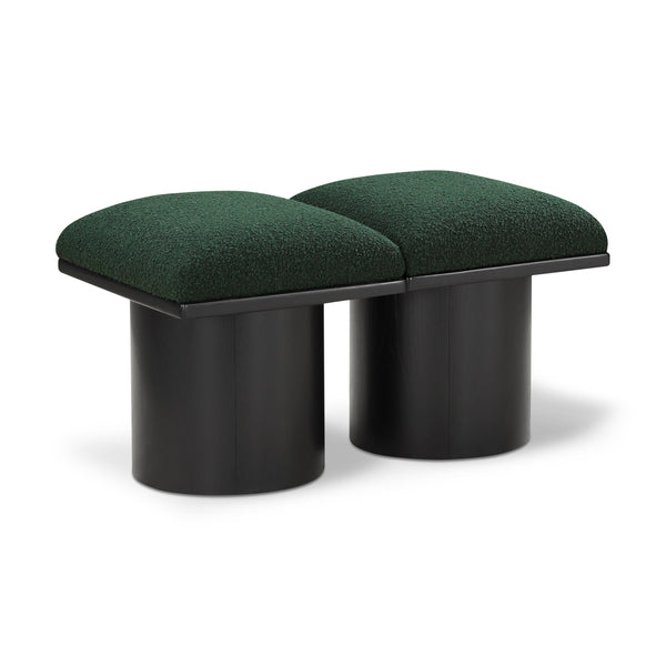 Meridian Pavilion Green Boucle Fabric Bench IMAGE 1
