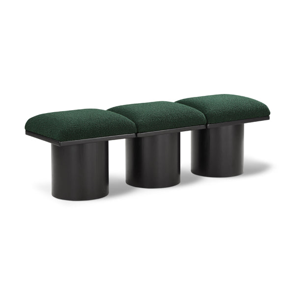 Meridian Pavilion Green Boucle Fabric Bench IMAGE 1