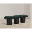 Meridian Pavilion Green Boucle Fabric Bench IMAGE 2