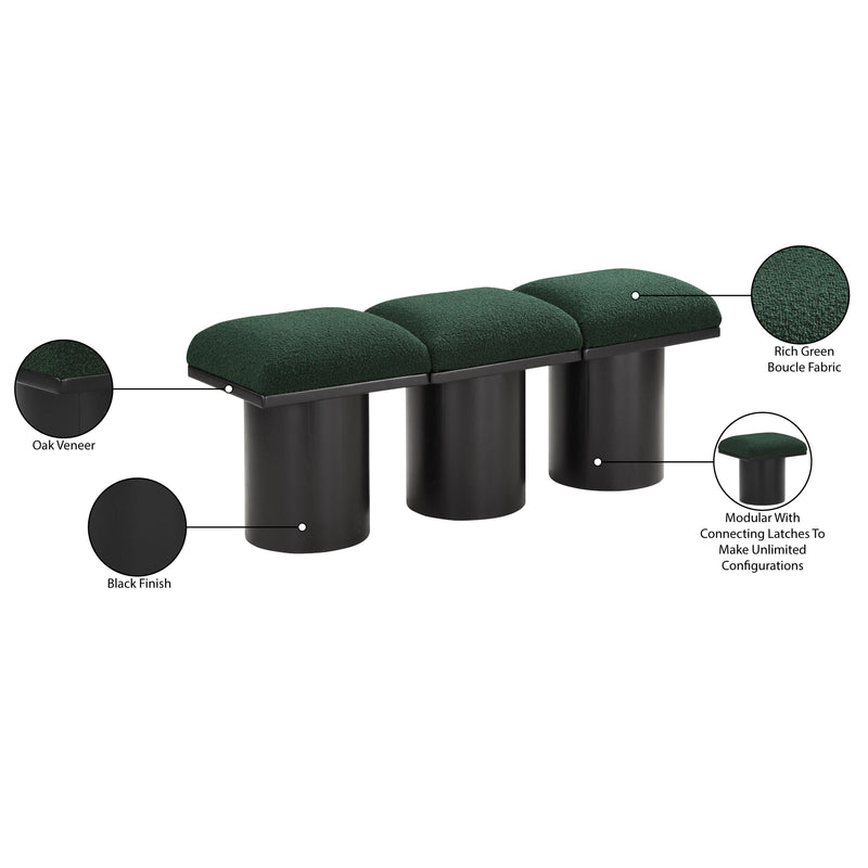 Meridian Pavilion Green Boucle Fabric Bench IMAGE 7