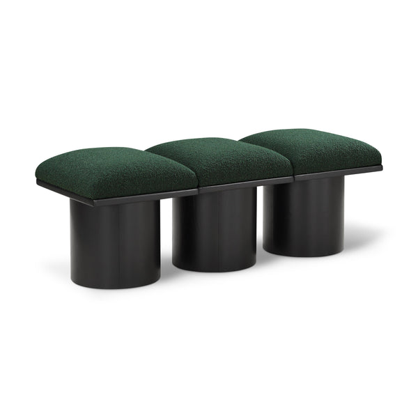 Meridian Pavilion Green Boucle Fabric Bench IMAGE 1