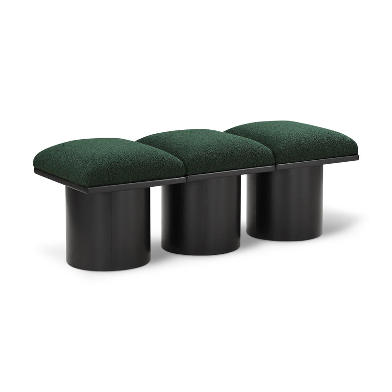 Meridian Pavilion Green Boucle Fabric Bench IMAGE 1