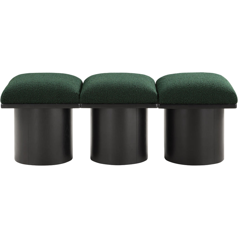 Meridian Pavilion Green Boucle Fabric Bench IMAGE 3