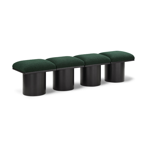 Meridian Pavilion Green Boucle Fabric Bench IMAGE 1