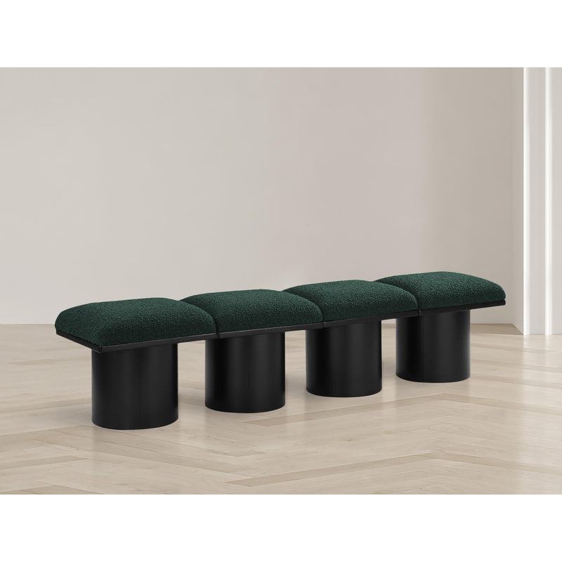 Meridian Pavilion Green Boucle Fabric Bench IMAGE 2