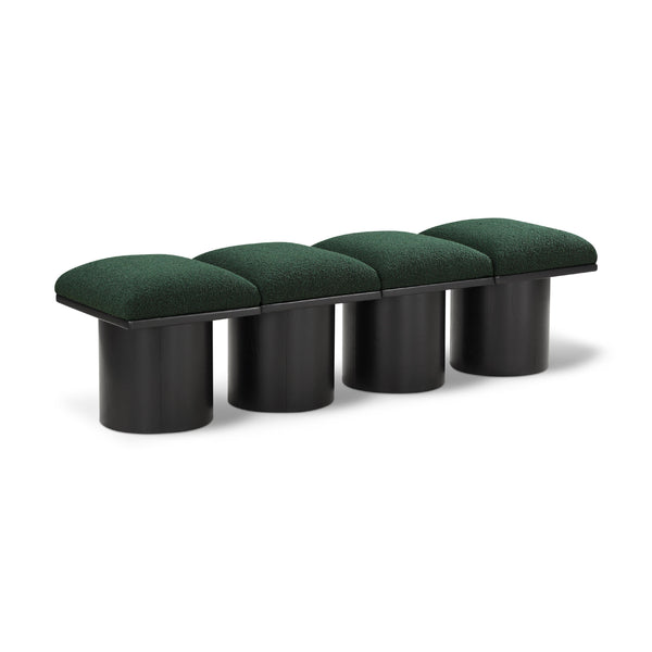 Meridian Pavilion Green Boucle Fabric Bench IMAGE 1