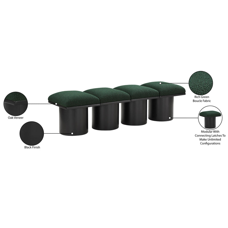 Meridian Pavilion Green Boucle Fabric Bench IMAGE 6