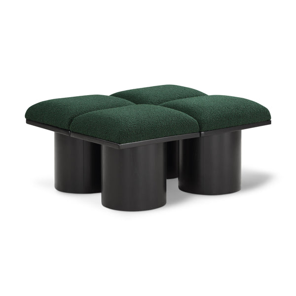 Meridian Pavilion Green Boucle Fabric Bench IMAGE 1