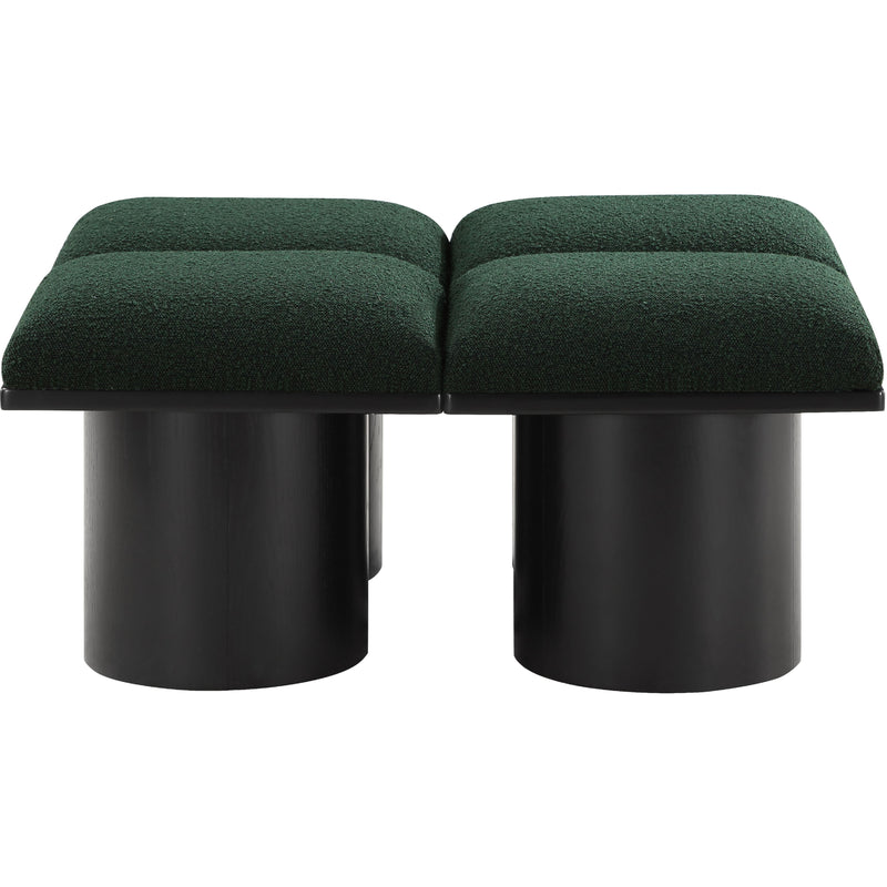 Meridian Pavilion Green Boucle Fabric Bench IMAGE 3