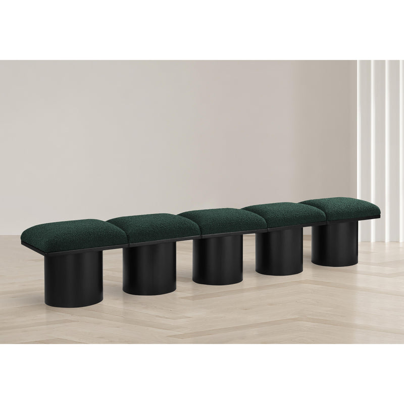 Meridian Pavilion Green Boucle Fabric Bench IMAGE 2