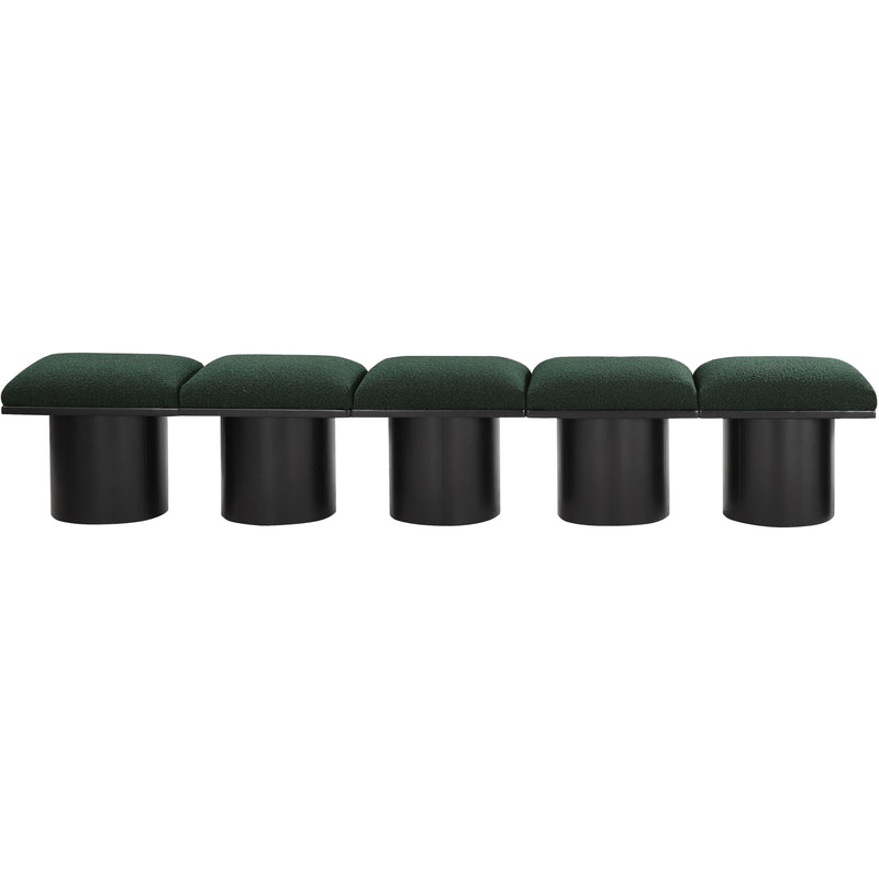 Meridian Pavilion Green Boucle Fabric Bench IMAGE 3