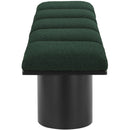 Meridian Pavilion Green Boucle Fabric Bench IMAGE 4