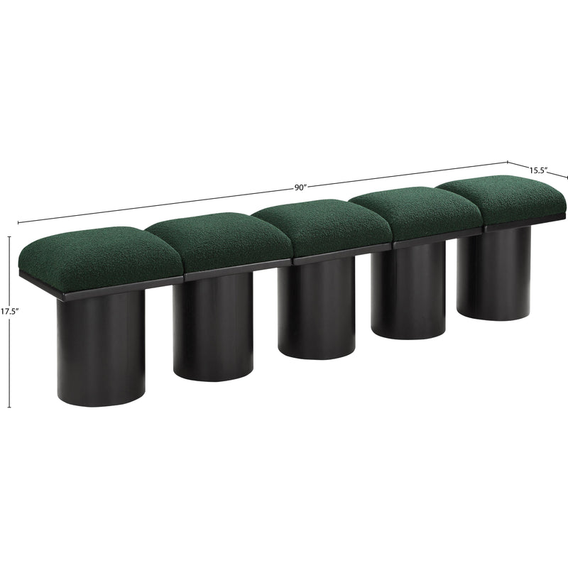 Meridian Pavilion Green Boucle Fabric Bench IMAGE 8