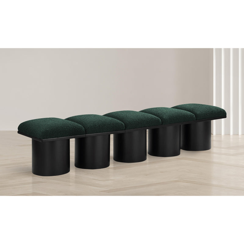 Meridian Pavilion Green Boucle Fabric Bench IMAGE 2