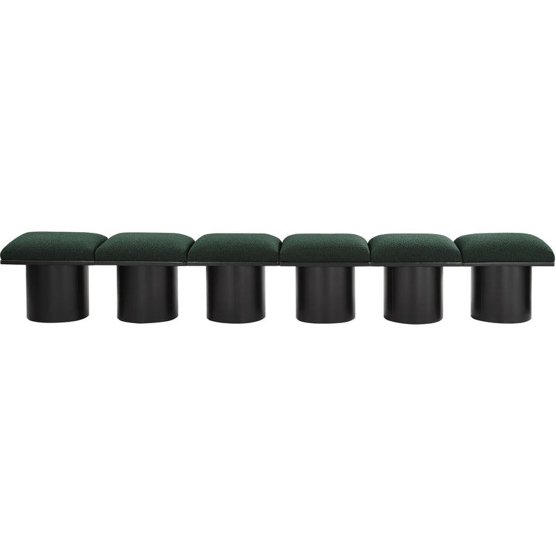 Meridian Pavilion Green Boucle Fabric Bench IMAGE 3