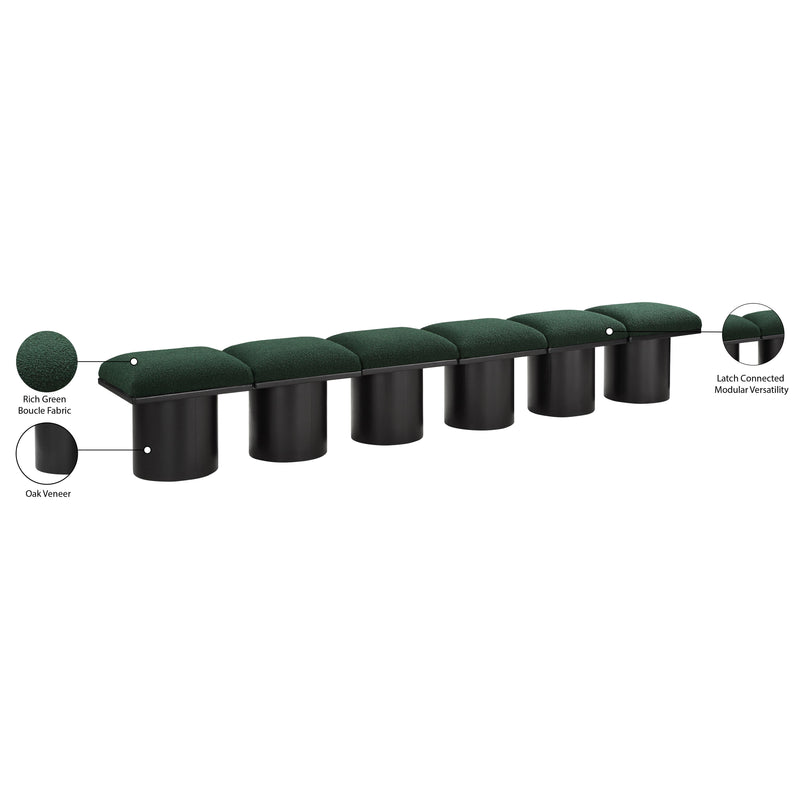 Meridian Pavilion Green Boucle Fabric Bench IMAGE 7