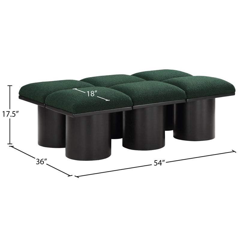 Meridian Pavilion Green Boucle Fabric Bench IMAGE 7