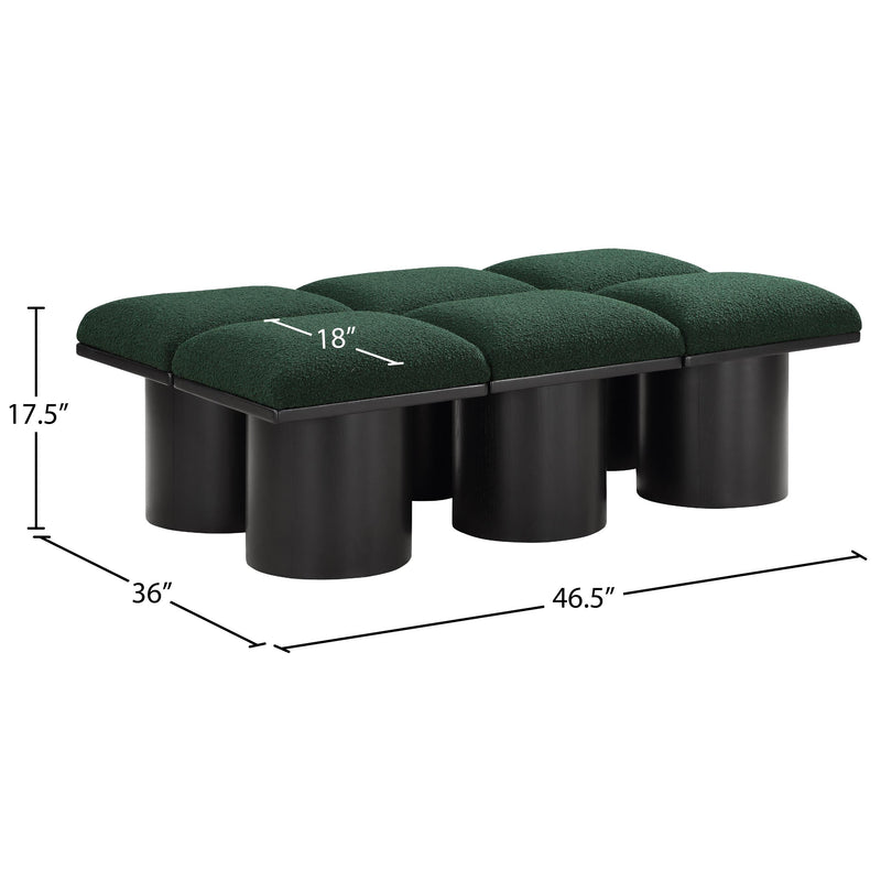 Meridian Pavilion Green Boucle Fabric Bench IMAGE 8