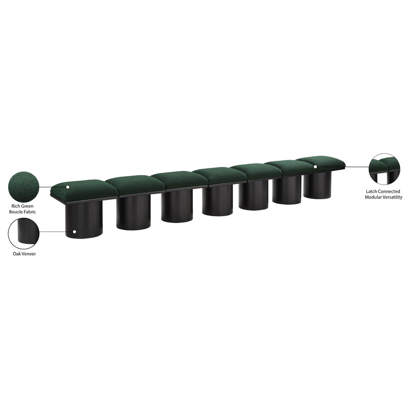 Meridian Pavilion Green Boucle Fabric Bench IMAGE 7