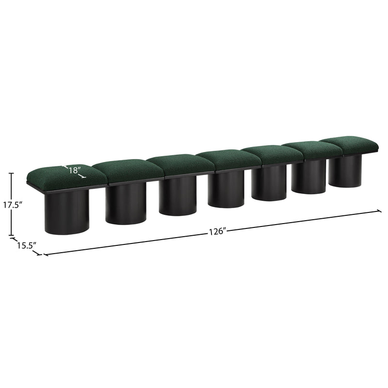 Meridian Pavilion Green Boucle Fabric Bench IMAGE 8