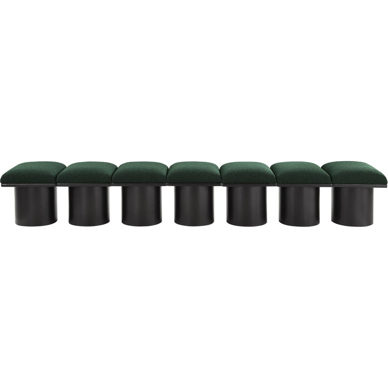 Meridian Pavilion Green Boucle Fabric Bench IMAGE 3