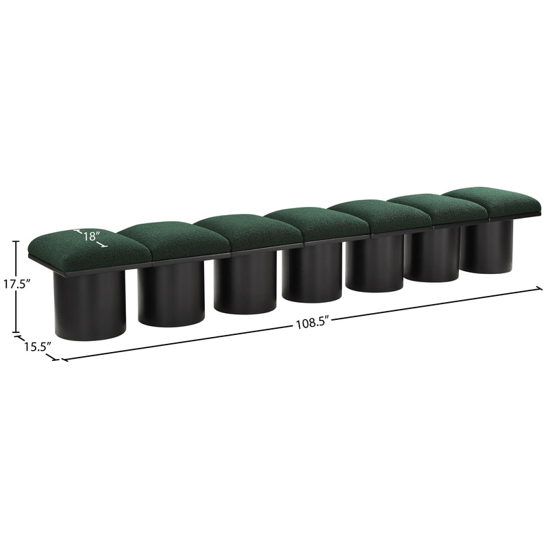 Meridian Pavilion Green Boucle Fabric Bench IMAGE 7