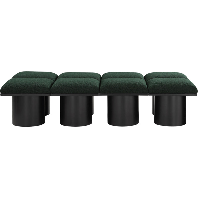 Meridian Pavilion Green Boucle Fabric Bench IMAGE 3