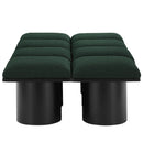 Meridian Pavilion Green Boucle Fabric Bench IMAGE 4