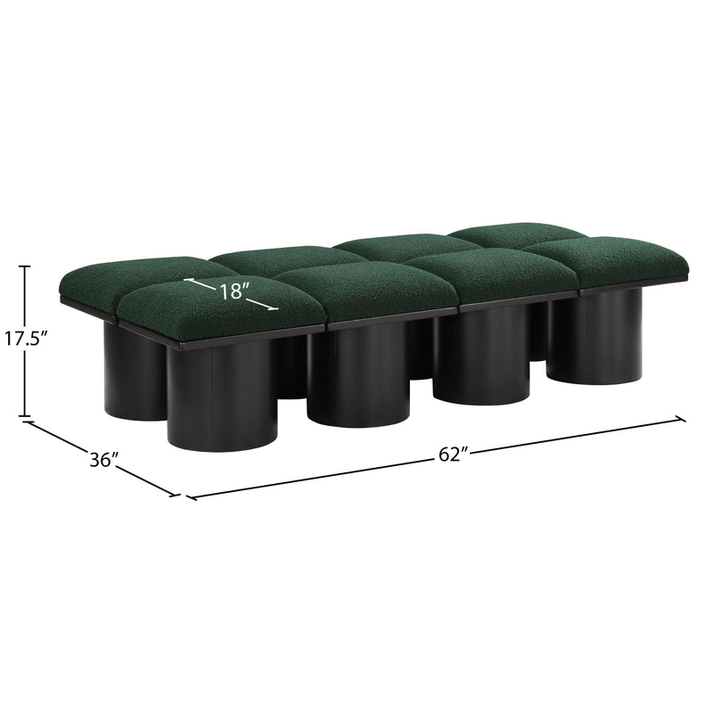 Meridian Pavilion Green Boucle Fabric Bench IMAGE 7