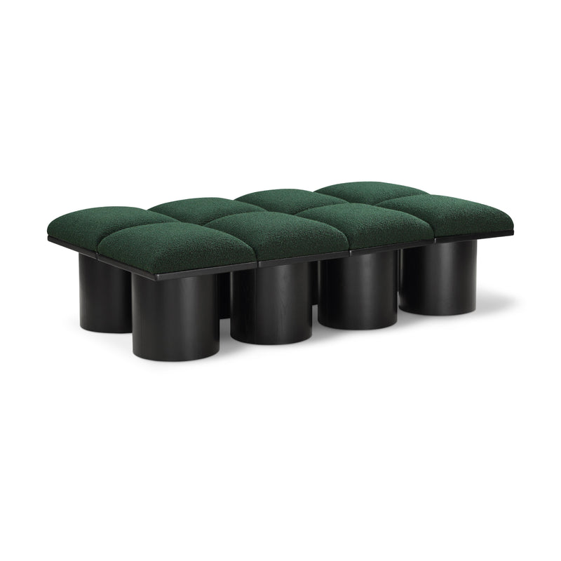 Meridian Pavilion Green Boucle Fabric Bench IMAGE 1