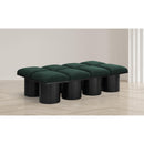 Meridian Pavilion Green Boucle Fabric Bench IMAGE 2