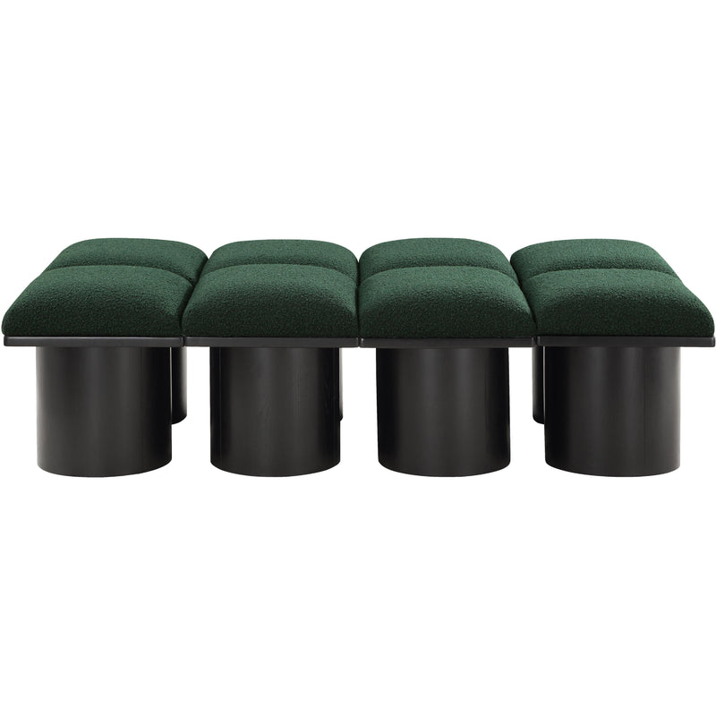 Meridian Pavilion Green Boucle Fabric Bench IMAGE 3