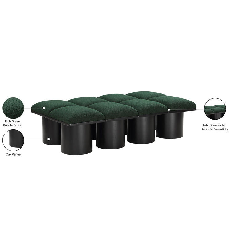 Meridian Pavilion Green Boucle Fabric Bench IMAGE 7
