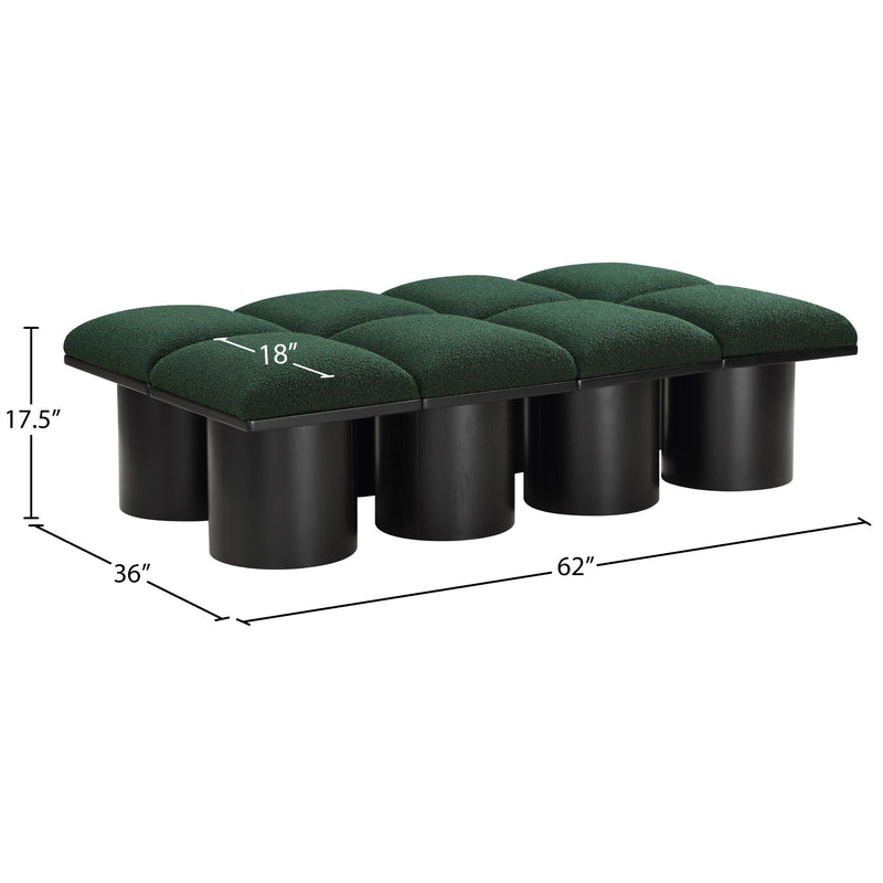 Meridian Pavilion Green Boucle Fabric Bench IMAGE 8