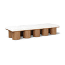 Meridian Pavilion Cream Boucle Fabric Bench IMAGE 1