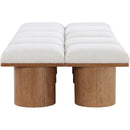 Meridian Pavilion Cream Boucle Fabric Bench IMAGE 4