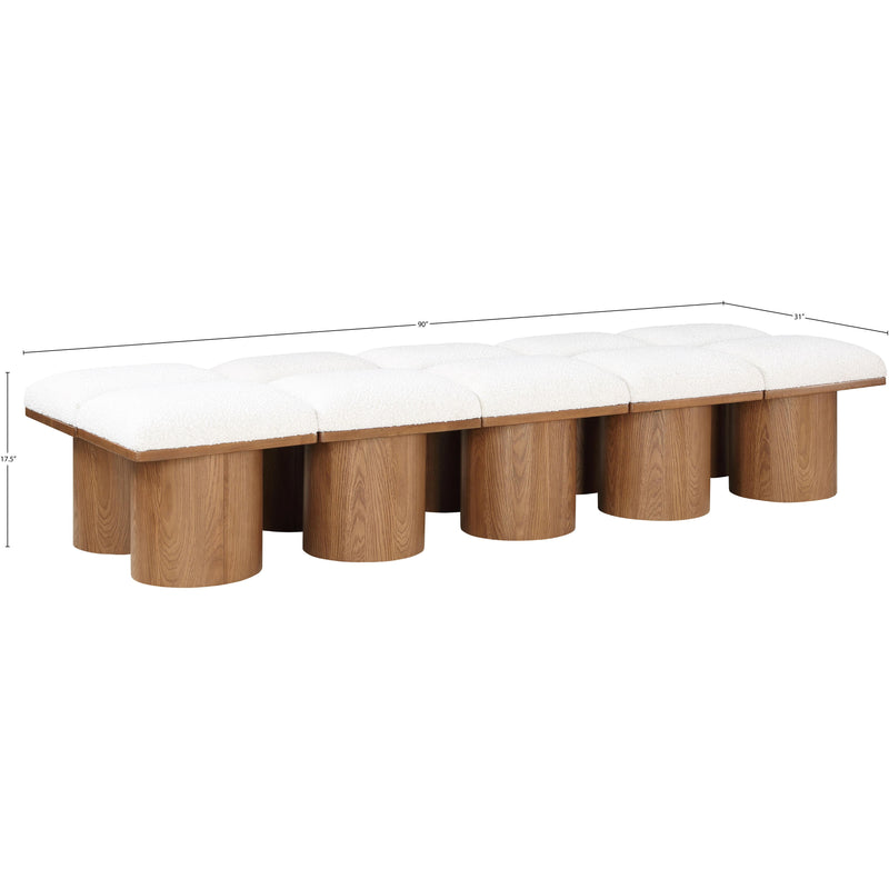 Meridian Pavilion Cream Boucle Fabric Bench IMAGE 6