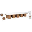 Meridian Pavilion Cream Boucle Fabric Bench IMAGE 7