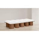 Meridian Pavilion Cream Boucle Fabric Bench IMAGE 2