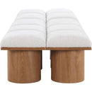 Meridian Pavilion Cream Boucle Fabric Bench IMAGE 4