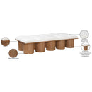 Meridian Pavilion Cream Boucle Fabric Bench IMAGE 8