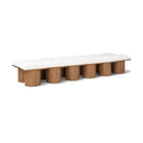 Meridian Pavilion Cream Boucle Fabric Bench IMAGE 1