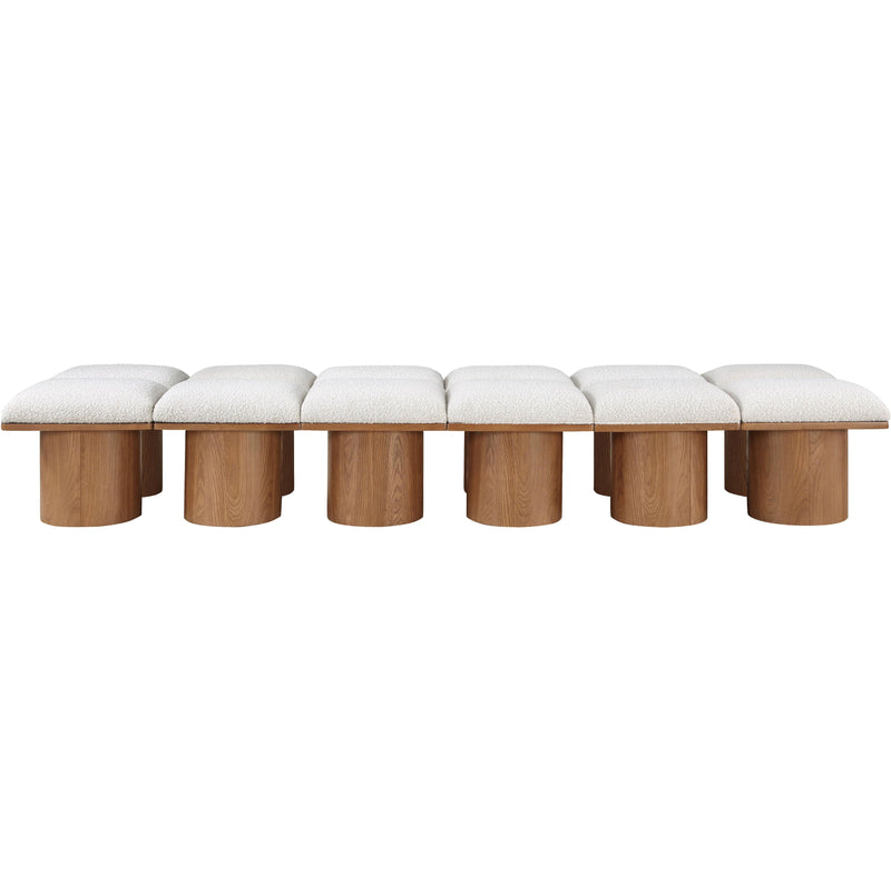 Meridian Pavilion Cream Boucle Fabric Bench IMAGE 3