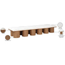 Meridian Pavilion Cream Boucle Fabric Bench IMAGE 7