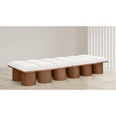 Meridian Pavilion Cream Boucle Fabric Bench IMAGE 2