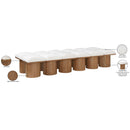 Meridian Pavilion Cream Boucle Fabric Bench IMAGE 8