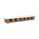 Meridian Pavilion Cream Boucle Fabric Bench IMAGE 1